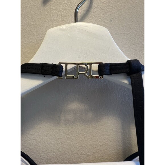 NWT SZ 6 M Ralph Lauren Women Striped One-Piece Designer Swimsuit Black White - Picture 9 of 14